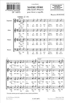 Maurice Duruflé: Notre Père Op. 14 (The Lord's Prayer): Chœur Mixte A Cappella