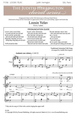 Loosin Yelav: (Arr. Judith Herrington): Voix Hautes et Accomp.