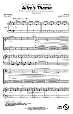 Danny Elfman: Alice's Theme: (Arr. Mac Huff): Chœur Mixte et Piano/Orgue