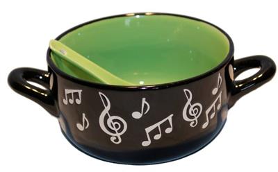 Music Note Bowl With Spoon - Green