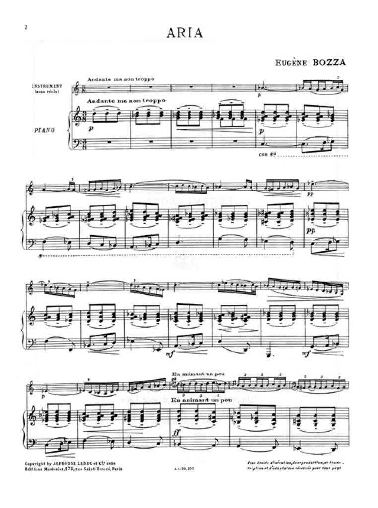 Eugène Bozza: Aria: Clarinette et Accomp. | Musicroom.fr