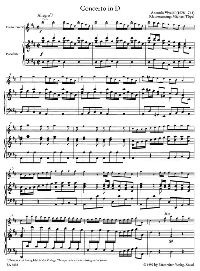 Antonio Vivaldi: Concerto For Flute In D RV783 (Score & Parts): Flûte  Traversière et Accomp. | Musicroom.fr
