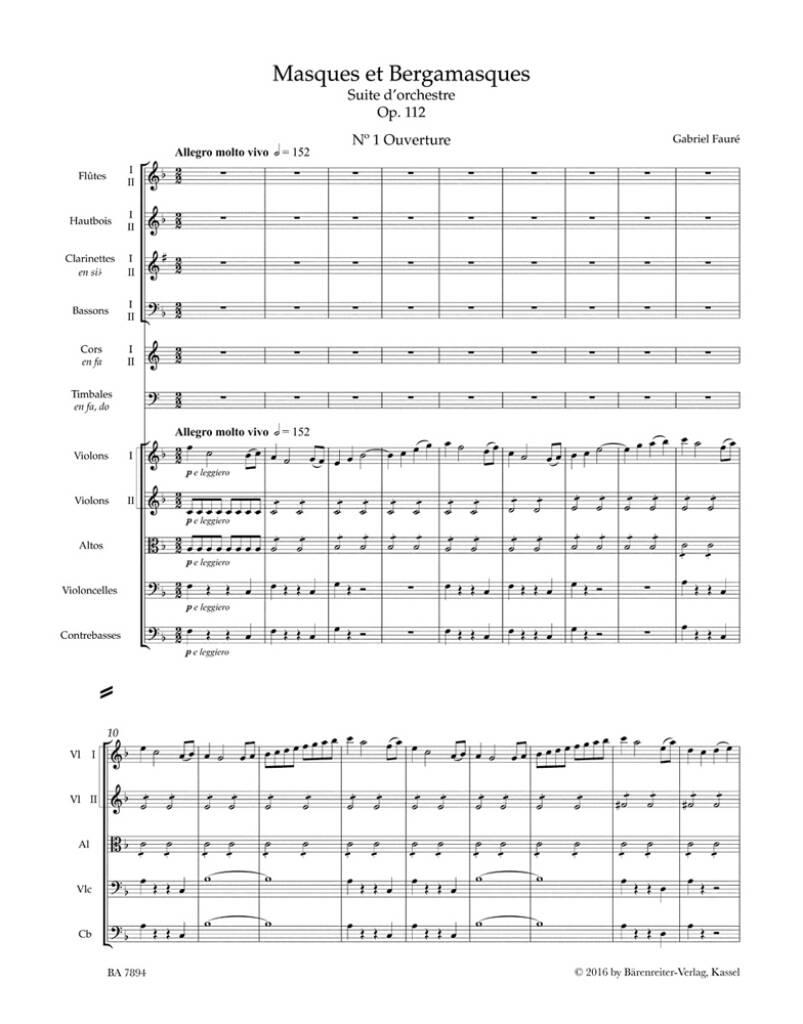 Gabriel Fauré: Masques et Bergamasques op. 112: Orchestre Symphonique |  Musicroom.fr