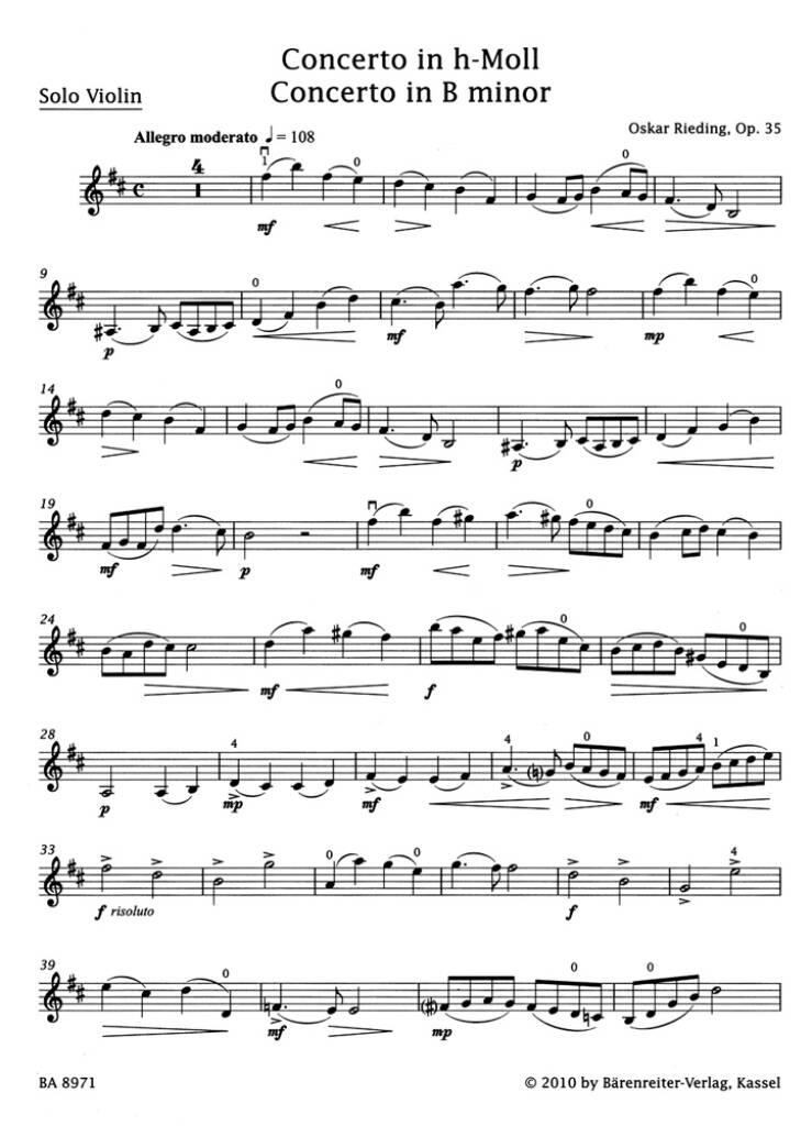 Oscar Rieding: Concert B Op.35: Violon et Accomp.