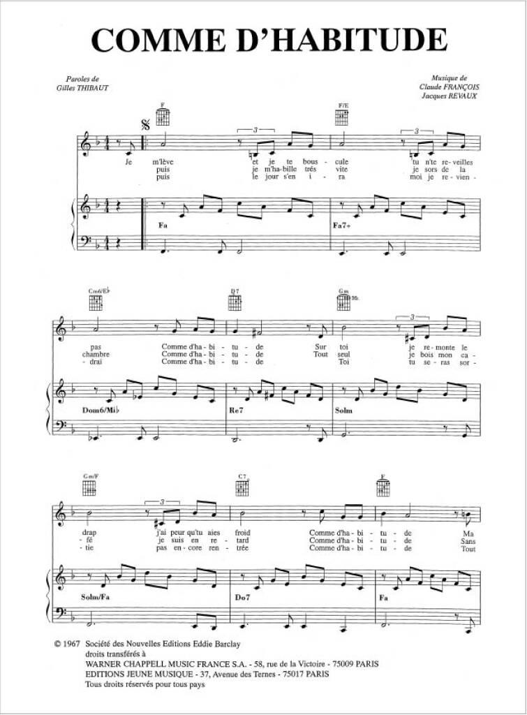 Claude François: Comme d'habitude (my way): Chant et Piano | Musicroom.fr