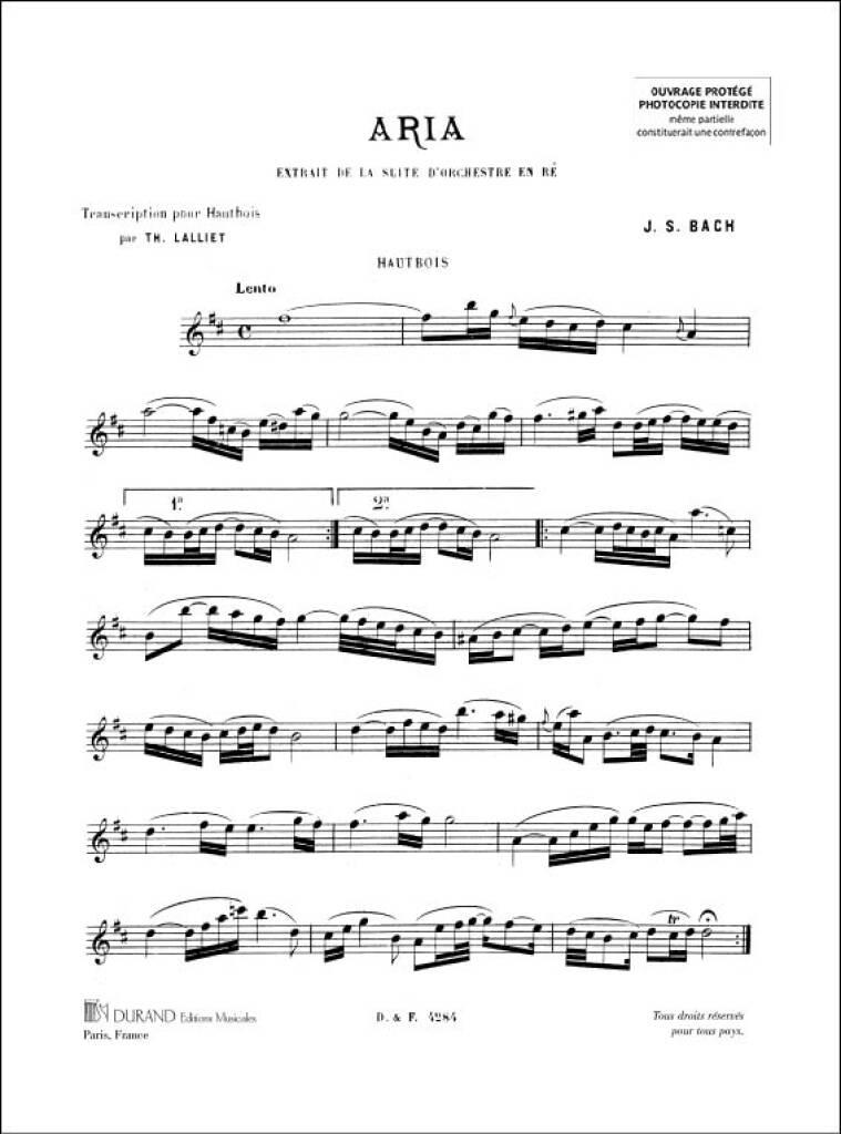 Johann Sebastian Bach: Aria Htb Ou Cor Anglais/Piano: Ensemble de Chambre |  Musicroom.fr