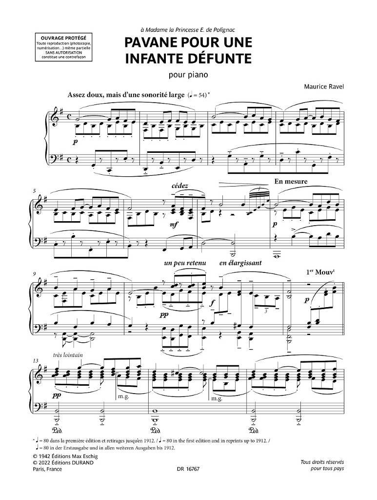 Maurice Ravel: Pavane pour une infante défunte: Solo de Piano | Musicroom.fr