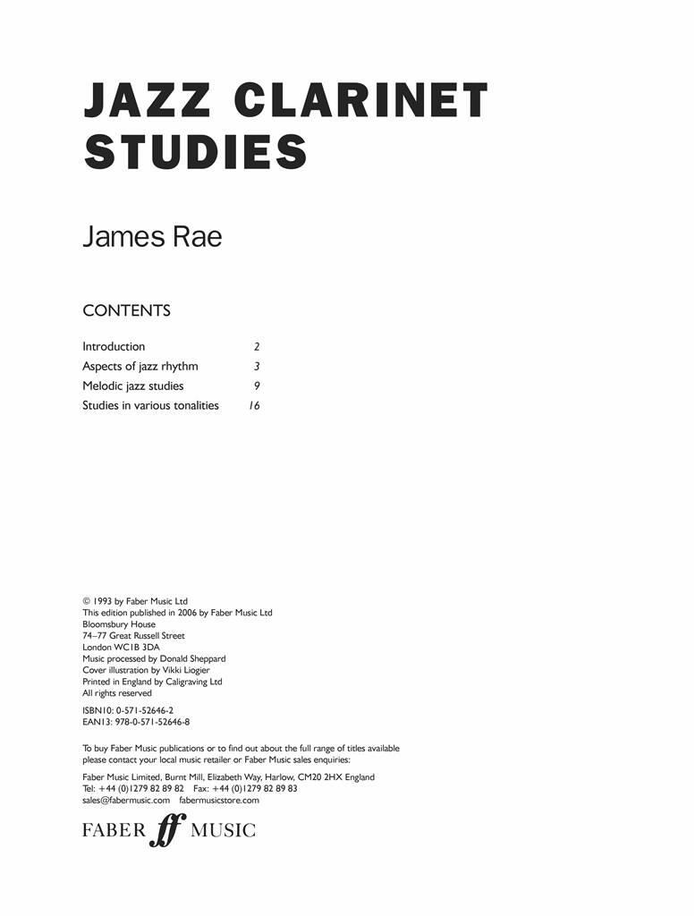 James Rae: Jazz Clarinet Studies: Solo pour Clarinette | Musicroom.fr