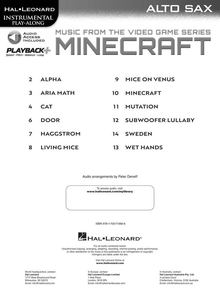 Minecraft - Music from the Video Game Series: Saxophone Alto