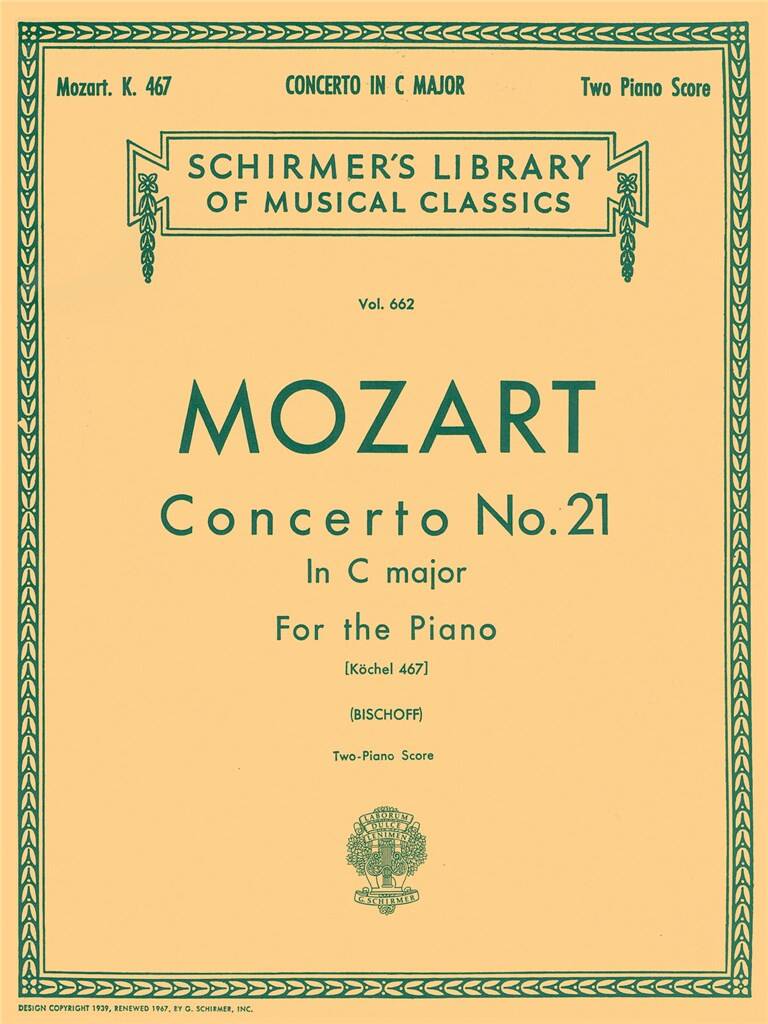 Wolfgang Amadeus Mozart: Concerto No. 21 in C, K.467: Piano Quatre Mains |  Musicroom.fr