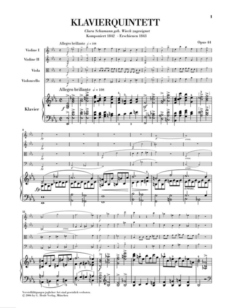 Robert Schumann: Klavierquintett Op. 44: Quintette pour Pianos |  Musicroom.fr