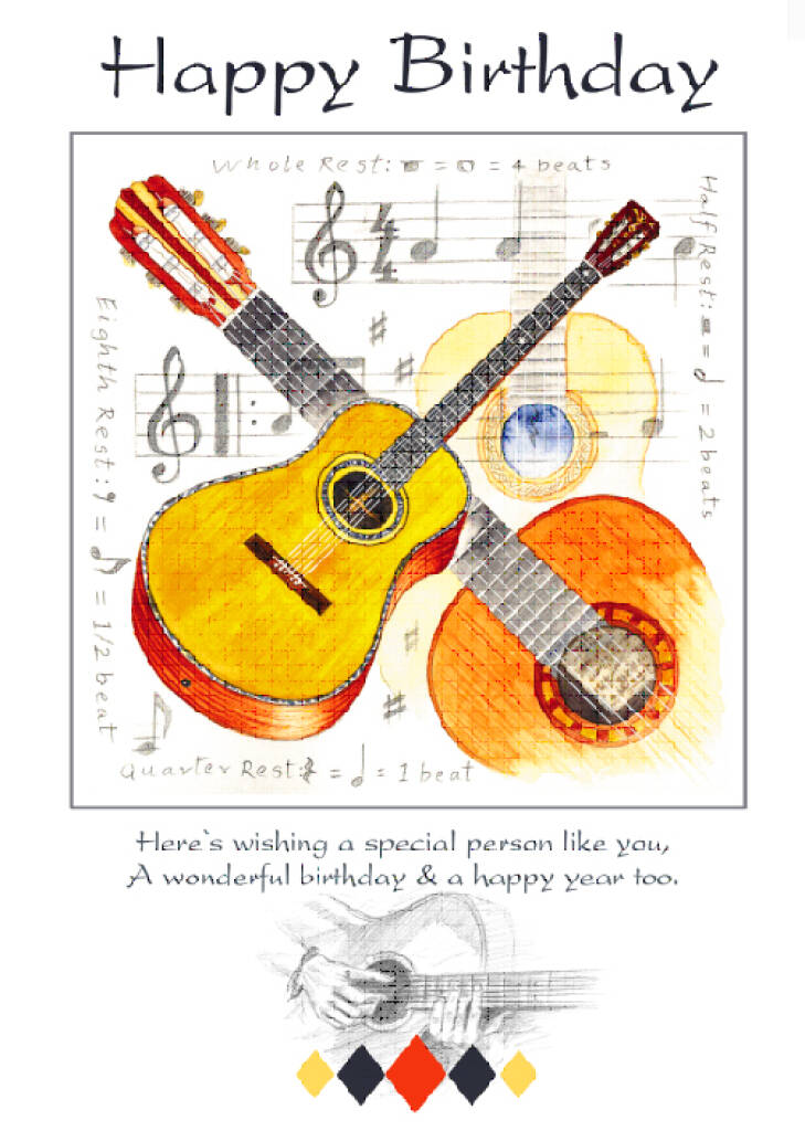 7x5 Happy Birthday Card - Guitar Design | Musicroom.fr