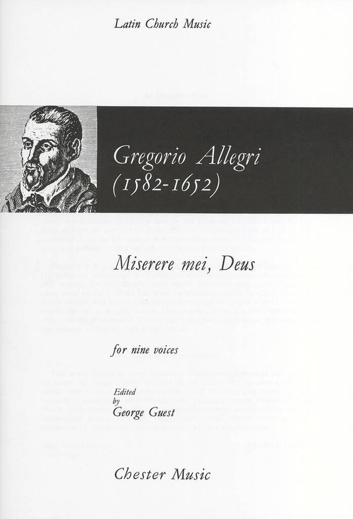 Gregorio Allegri: Miserere Mei, Deus: Chœur Mixte et Piano/Orgue |  Musicroom.fr