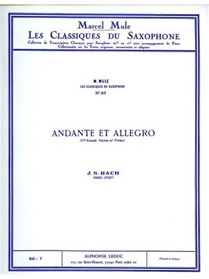 Johann Sebastian Bach: Andante Et Allegro: Saxophone Alto