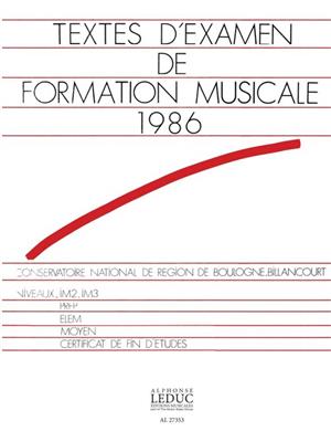 Textes D'examen De Formation Musicale 1986