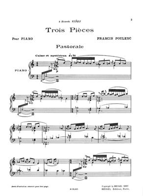 Francis Poulenc: Trois Pieces Pour Piano: Solo de Piano