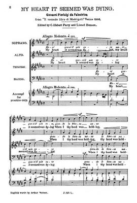 Giovanni Pierluigi da Palestrina: My Heart It Seemed Was Dying: Chœur Mixte et Accomp.
