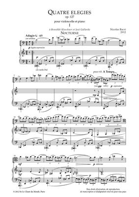 Nicolas Bacri: Quatre élégies, op.127: Violoncelle et Accomp.