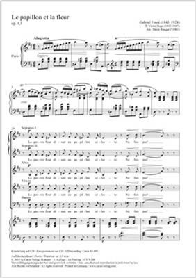 Gabriel Fauré: Le papillon et la Fleur: (Arr. Denis Rouger): Chœur Mixte et Piano/Orgue