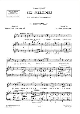 Henri Sauguet: 6 Melodies Sur Des Poemes Symbolistes: Chant et Piano