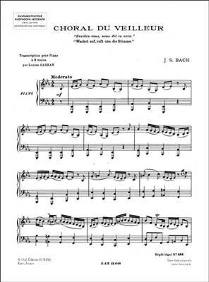 Johann Sebastian Bach: Choral Du Veilleur Piano: Solo de Piano