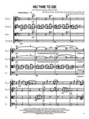 Billie Eilish: No Time To Die: (Arr. Anthony Gröger): Quatuor à Cordes