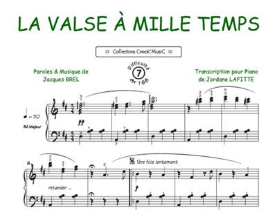 Jacques Brel: La Valse à Mille Temps: (Arr. Aline Sans): Solo de Piano |  Musicroom.fr