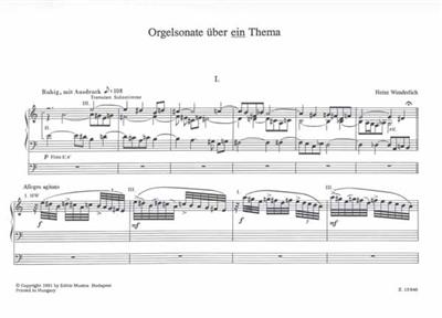 Heinz Wunderlich: Orgelsonate über ein Thema: Orgue