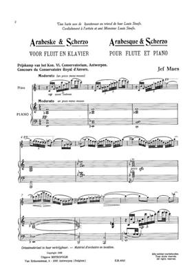 Jef Maes: Arabeske en Scherzo: Flûte Traversière et Accomp.