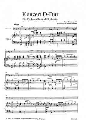 Franz Danzi: Konzert D-Dur, op. 46: (Arr. Jaenichen): Violoncelle et Accomp.