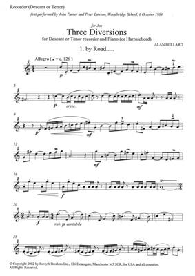 Alan Bullard: Three Diversions for Soprano: Flûte à Bec Ténor et Accomp.