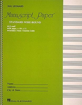 Standard Wirebound Manuscript Paper (Green Cover): Papier à Musique