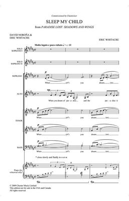 Eric Whitacre: Sleep My Child: Chœur Mixte A Cappella