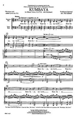 Kumbaya: (Arr. Paul Sjolund): Chœur Mixte et Piano/Orgue