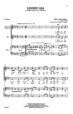 Ralph Vaughan Williams: Linden Lea: (Arr. Douglas E. Wagner): Voix Hautes et Piano/Orgue