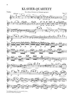 Johannes Brahms: Piano Quartet In G Minor Op. 25: Quatuor pour Pianos