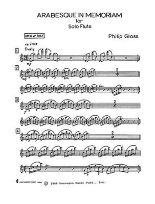 Philip Glass: Arabesque In Memoriam (Solo Flute): Solo pour Flûte Traversière
