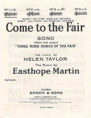 Martin Easthope: Come To The Fair In G Major: Solo pour Chant