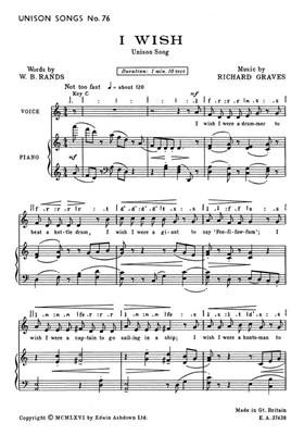 Richard Graves: I Wish: Chœur Mixte et Piano/Orgue