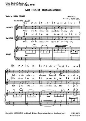 Franz Schubert: Air From Rosamunde: (Arr. H.A. Chambers): Voix Hautes et Piano/Orgue