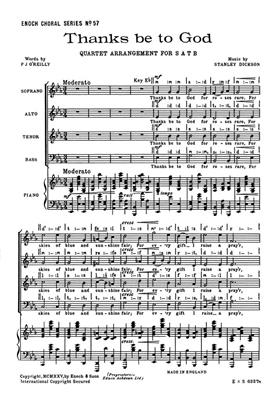 Stanley Dickson: Thanks Be To God: Chœur Mixte et Piano/Orgue