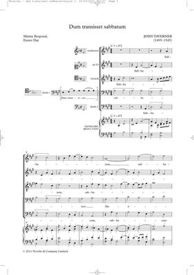 John Taverner: Dum Transisset Sabbatum (Tudor Anthems): Chœur Mixte et Piano/Orgue