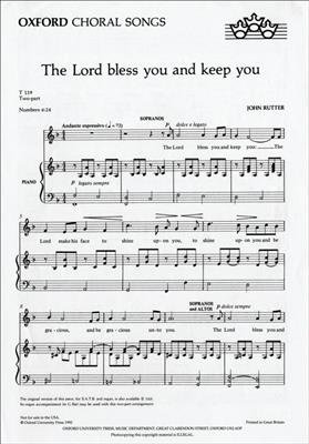 John Rutter: The Lord Bless You And Keep You (in F major): Voix Hautes et Piano/Orgue