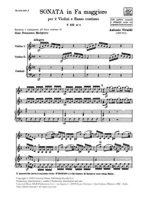 Antonio Vivaldi: Sonata Per 2 Violini e BC in Fa Rv 68: Duos pour Violons