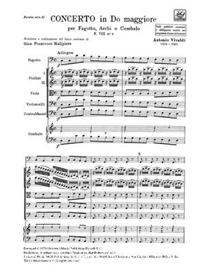 Antonio Vivaldi: Concerto per Fagotto, Archi e BC in Do Rv 473: Basson et Accomp.