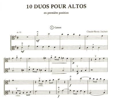 Claude-Henry Joubert: 10 Duos Pour Altos En Première Position: Violoncelles (Ensemble)