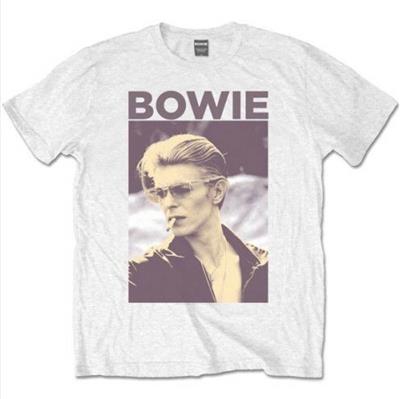 David Bowie Smoking White Mens T Shirt Medium