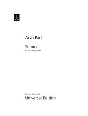 Arvo Pärt: Summa: Trombone (Ensemble)